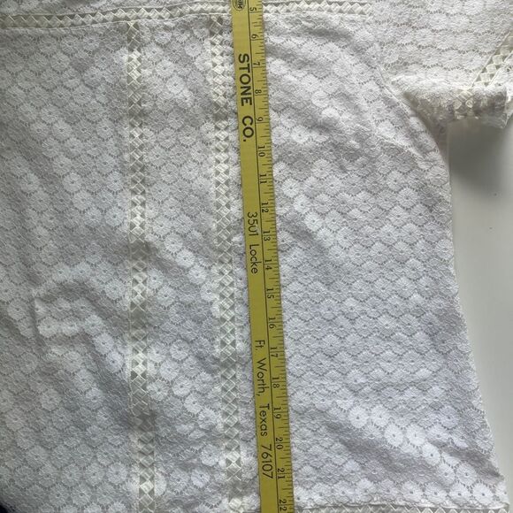 Badgley Mischka Lace Short Sleeve Pullover Top, Size L - Picture 8 of 10